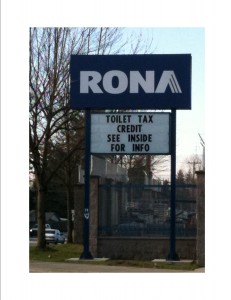 RONA Low-Flow Toilet Sign